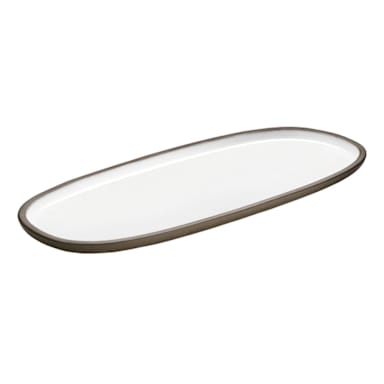 Playground 701203591000436 White 13.8 x 5.9" Oval Platter - 2 / CS