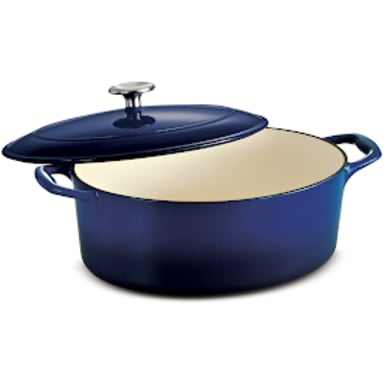 Darling Foodservice Blue Enameled Cast Iron 5.5 quart Dutch Oven w/ Cover