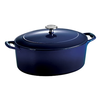 Darling Foodservice Blue Enameled Cast Iron 7 quart Dutch Oven w/ Cover