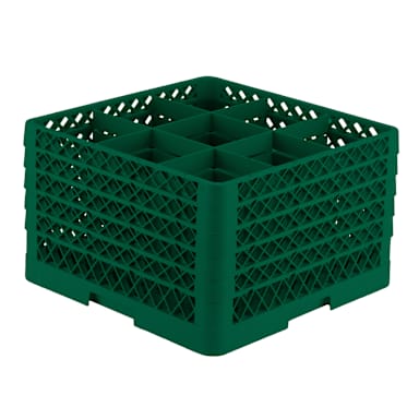 Vollrath TR10FFFFF-19 Green 9 Cmpt Glass Rack with 5 Extenders
