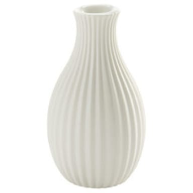 American Metalcraft BVJC4 White Ceramic Fluted Jug Bud Vase