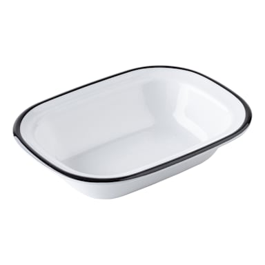 TableCraft 12083 Canteen White/Black 7.75 x 5.75 Serving Pan