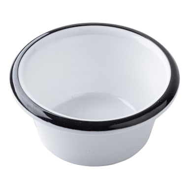TableCraft 12216 Canteen White/Black 4 oz. Melamine Ramekin