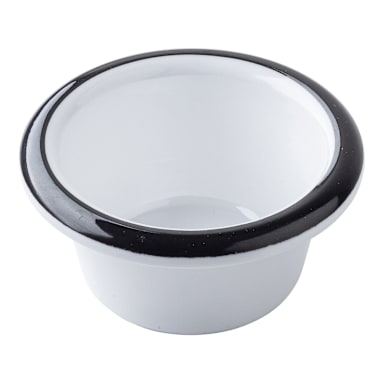 TableCraft 12214 Canteen White/Black 2 oz. Melamine Ramekin