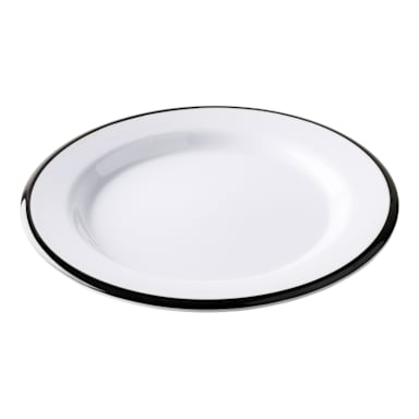 TableCraft 12165 Canteen White/Black 7-7/8" Plate