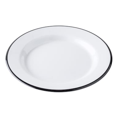 TableCraft 12166 Canteen White/Black 10-1/4" Plate