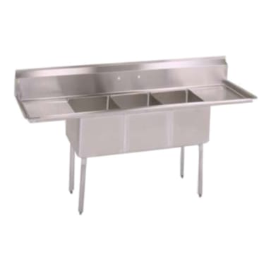 John Boos E3S8-1620-12T18 84 x 12-1/2 x 43-3/4 in. 3-Compartment Sink