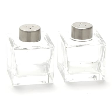 American Metalcraft GSPS Vintage 2 in. Sq Glass Salt/Pepper Shaker Set