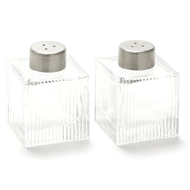American Metalcraft GSPSR Vintage 2 in Sq Ribbed Salt/Pepper Shaker Set