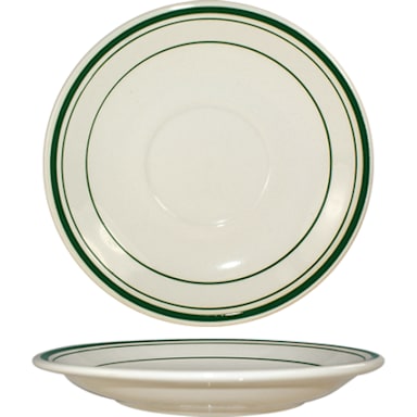Int'l Tableware VE-2 Verona American White/Green 6 in Saucer