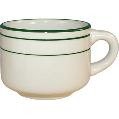 Int'l Tableware VE-23 Verona Am White/Green 7 oz. Stack Cup