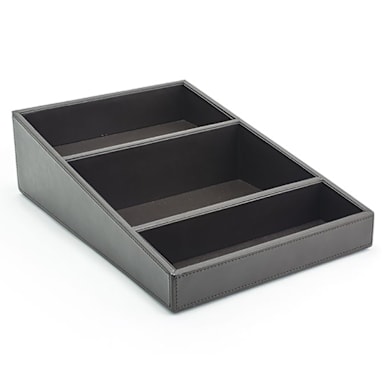 FOH RRT021BRL20 Brown Faux Leather Tiered 14.75 x 9.75 Tray - 2 / CS