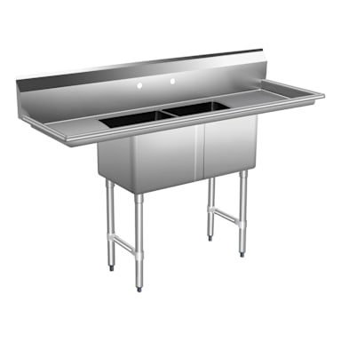 16G Lr18 18 x 18 x 14 2-Compartment Sink Kit with Legs
