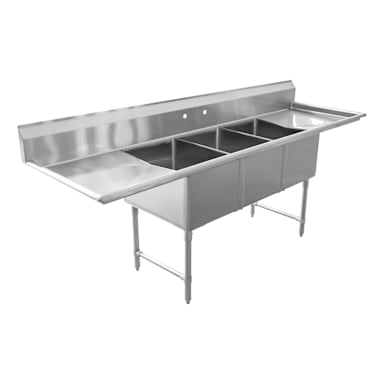 16G Lr24 18 x 24 x 14 3-Compartment Sink Kit with Legs