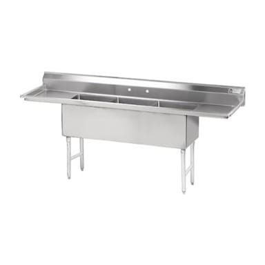 Advance Tabco FC-3-1620-24RL-X 16G 304 S/S 3-Comp. Fabricated Sink