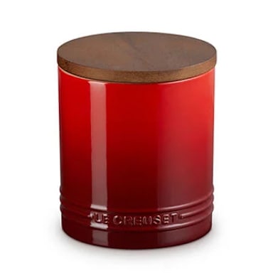 Le Creuset 70819210060000 Cerise Stoneware 1.2 qt Canister w/ Wood Lid