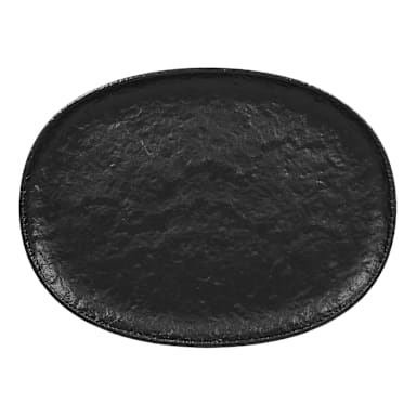 RAK Porcelain RKOP28 Roks Black 11 x 8 in. Oval Coupe Platter - 6 / CS