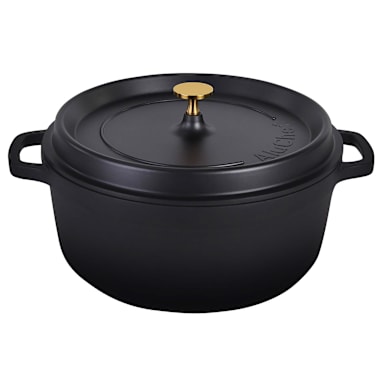 AluChef AP280011G Matte Blk 7 qt Casserole Dish w/ Gold Knob - 2 / CS