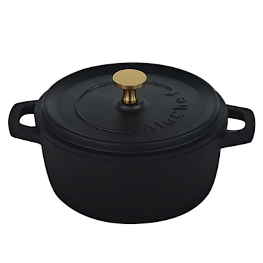 AluChef AP200011G Matte Blk 2.5 qt Casserole Dish w/ Gld Knob - 4 / CS