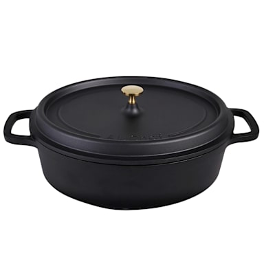 AluChef AP352911G Matte Black 8 quart Roaster w/ S/S Knob - 4 / CS