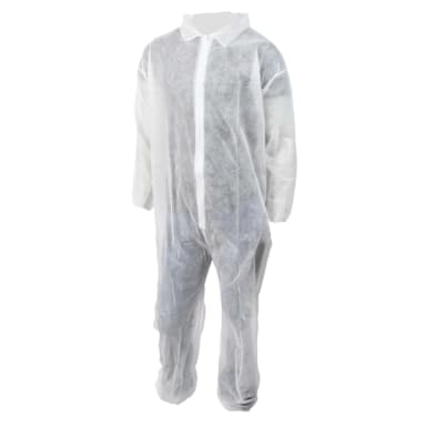 Tradex PPCV2XEW White Poly. 2XL Zip Front Coverall w/ Collar
