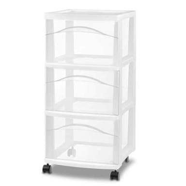 Sterilite 4830-WHITE White 3 Drawer Storage Cart