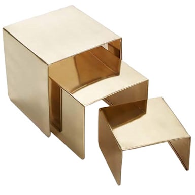 American Metalcraft RSG3 3-Pc. Satin Gold 8/7/6" Square Riser Set