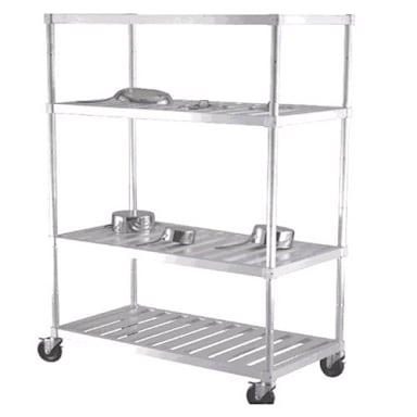 New Age Industrial PM2460 Aluminum Mobile 4-Tier Pot and Pan Rack