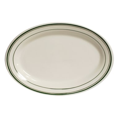 Tuxton TGB-034 Green Bay 9-3/8" Eggshell Oval Platter