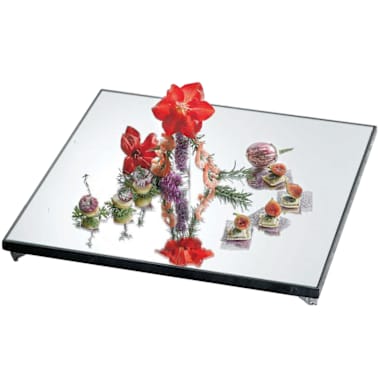 Bon Chef 51012 Square Glass Mirror Display Tray w/ Sandstone Border