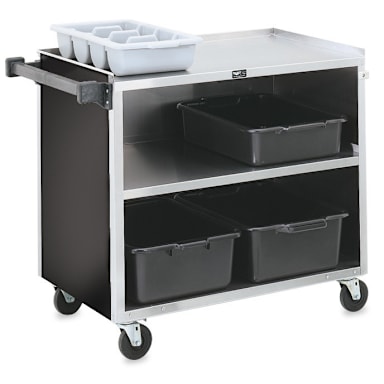 Vollrath® 97182 S/S Enclosed 3-Shelf Vinyl Finish Bussing Cart