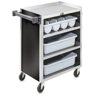 Vollrath® 97180 S/S Enclosed 4-Shelf Vinyl Finish Bussing Cart