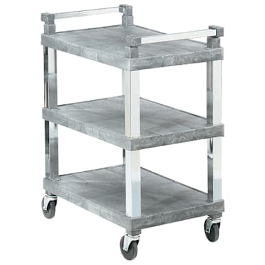 Vollrath 97102 Gray Open 3-Shelf Utility Cart with Chrome Uprights