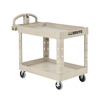 Rubbermaid FG452088 Beige 2-Shelf 45 x 26" Utility Cart