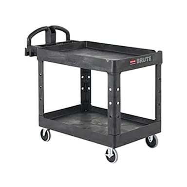 Rubbermaid FG450088BLA Black 2-Shelf 39" x 18" Utility Cart