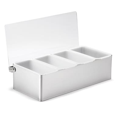 TableCraft 1604 4-Compartment Condiment Holder with Plastic Lid
