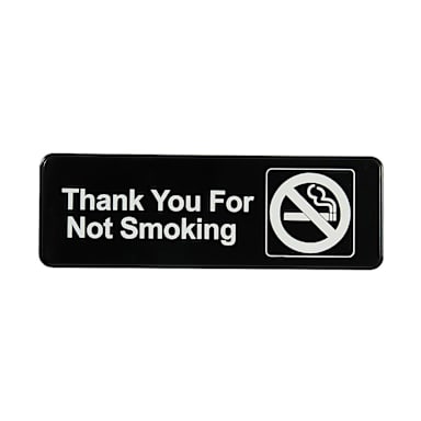 Traex 4521 Black THANK YOU FOR NOT SMOKING Sign with White Letters