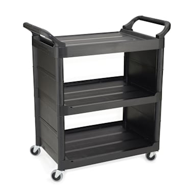 Rubbermaid FG342100BLA 2-Side Enclosed Utility Cart w/ Swivel Casters