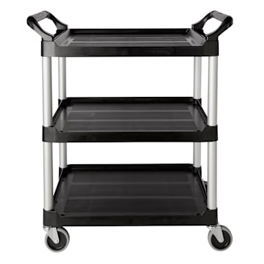 Rubbermaid FG342488BLA 3-Shelf Utility Cart with Swivel Casters