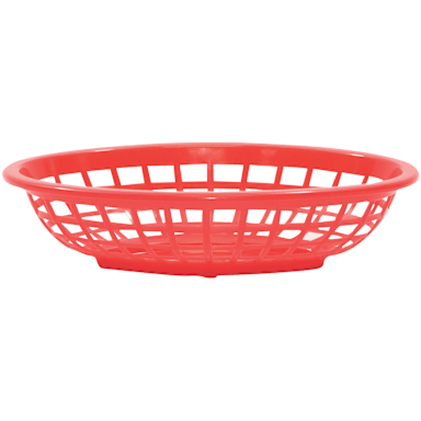 TableCraft 1071R Red 7.75" x 5.5" Oval Side Order Basket - Dozen