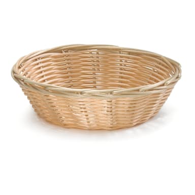 TableCraft 1177W 7" x 2" Hand-Woven Plastic Basket - Dozen