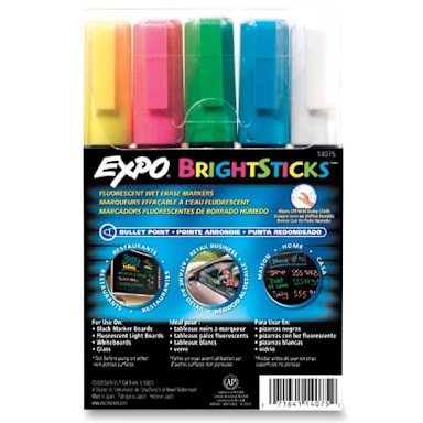 Expo SAN14075 Set Of 5 Bullet Tip Bright Stick Markers - Set