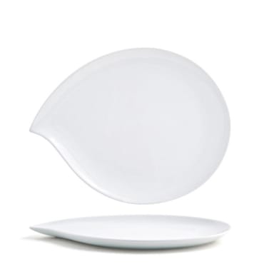 FOH DDP038WHP22 White 12" Teardrop Plate - 6 / CS