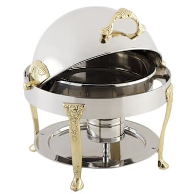 Bon Chef 17014 Round 3 Qt. Petite Chafer w/ Brass Renaissance Legs