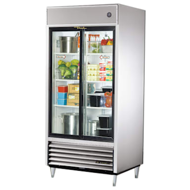 True TSD-33G-HC-LD S/S 33 CF Reach-In Refrigerator w/ 2 Sliding Doors