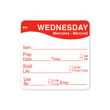 DayMark IT120156-3-WED MoveMark 2" Wednesday Shelf Life Day Square