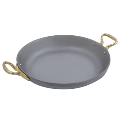 Bon Chef 5100T Tempo Round 2.6 Qt. Paella Dish with Brass Handles
