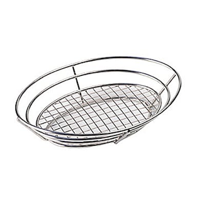 G.E.T. 4-84814 S/S 12.5" x 9.25" Oval Basket with Grid Base