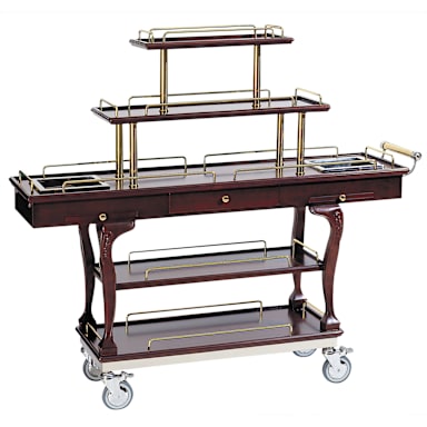 Bon Chef 50060 Mahogany 5-Tier 62" Dessert Cart w/ Brass Handles