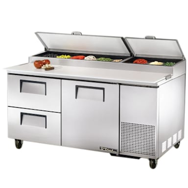 True® TPP-AT-67D-2-HC S/S 1-Door 2-Drawer Pizza Prep Table